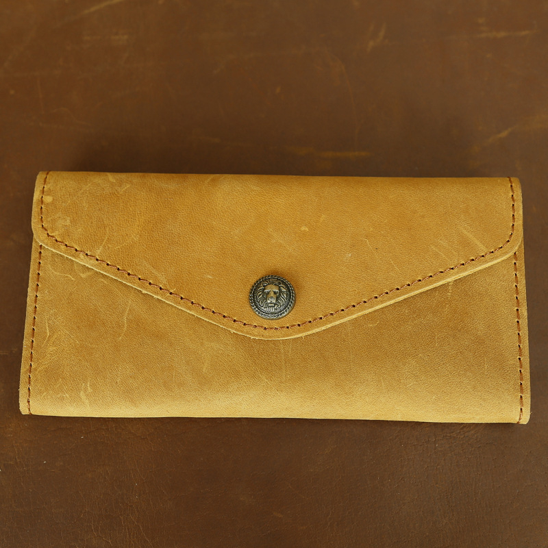 Unisex πορτοφόλι τύπου φακέλου από γνήσιο δέρμα Crazy Horse, μοντέλο LD165, μακρύς μορφή, retro σχέδιο με κλείσιμο flip