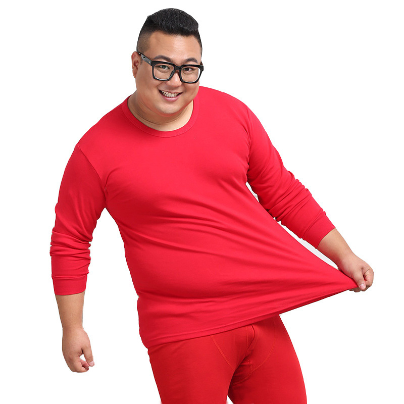 Set de lenjerie termică pentru bărbați, 100% bumbac — călduros pulover cu guler rotund, mâneci lungi și pantaloni, țesătură de greutate medie 181–200 g/m2