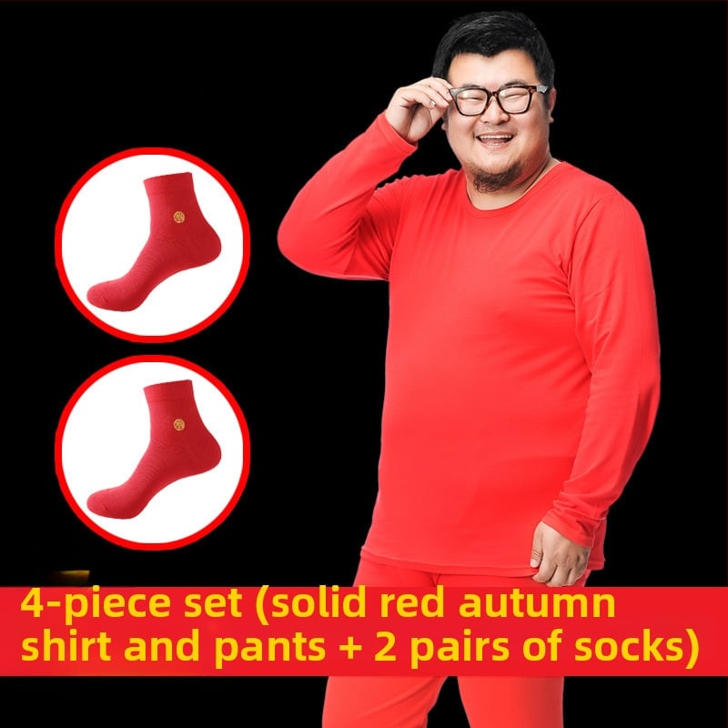 Set de lenjerie termică pentru bărbați, 100% bumbac — călduros pulover cu guler rotund, mâneci lungi și pantaloni, țesătură de greutate medie 181–200 g/m2