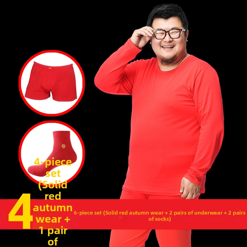 Set de lenjerie termică pentru bărbați, 100% bumbac — călduros pulover cu guler rotund, mâneci lungi și pantaloni, țesătură de greutate medie 181–200 g/m2