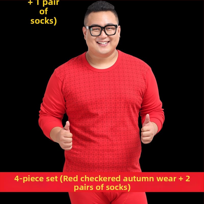 Set de lenjerie termică pentru bărbați, 100% bumbac — călduros pulover cu guler rotund, mâneci lungi și pantaloni, țesătură de greutate medie 181–200 g/m2