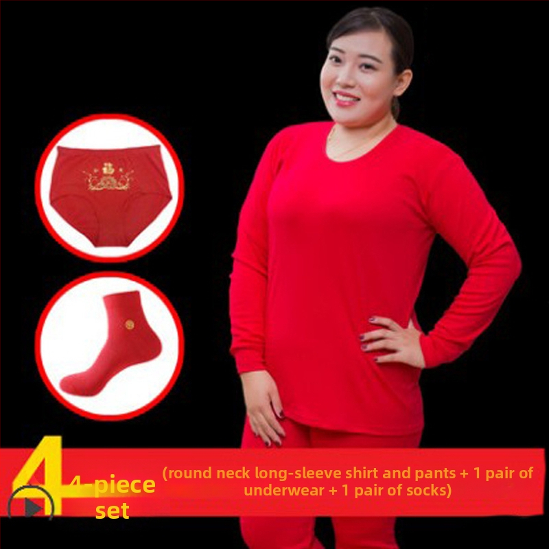 Set de lenjerie termică pentru bărbați, 100% bumbac — călduros pulover cu guler rotund, mâneci lungi și pantaloni, țesătură de greutate medie 181–200 g/m2