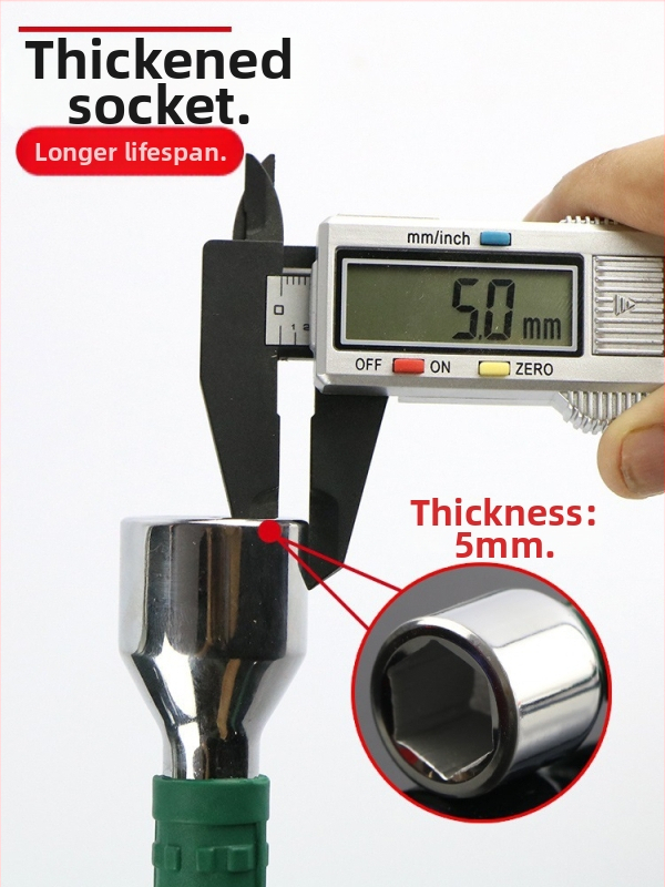 Krizový zásuvkový kľúč na výmenu pneumatík, chróm-vanádová oceľ, predĺžená hlavica, úspora sily