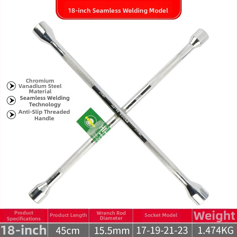 Кръстовиден гаечен ключ за смяна на гуми, Chrome vanadium стомана, удължен накрайник, лесно завинтване