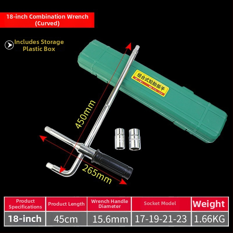 Кръстовиден гаечен ключ за смяна на гуми, Chrome vanadium стомана, удължен накрайник, лесно завинтване