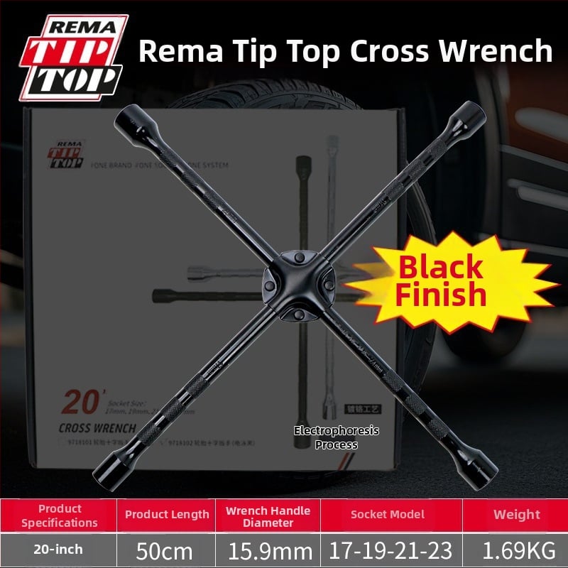 Кръстовиден гаечен ключ за смяна на гуми, Chrome vanadium стомана, удължен накрайник, лесно завинтване