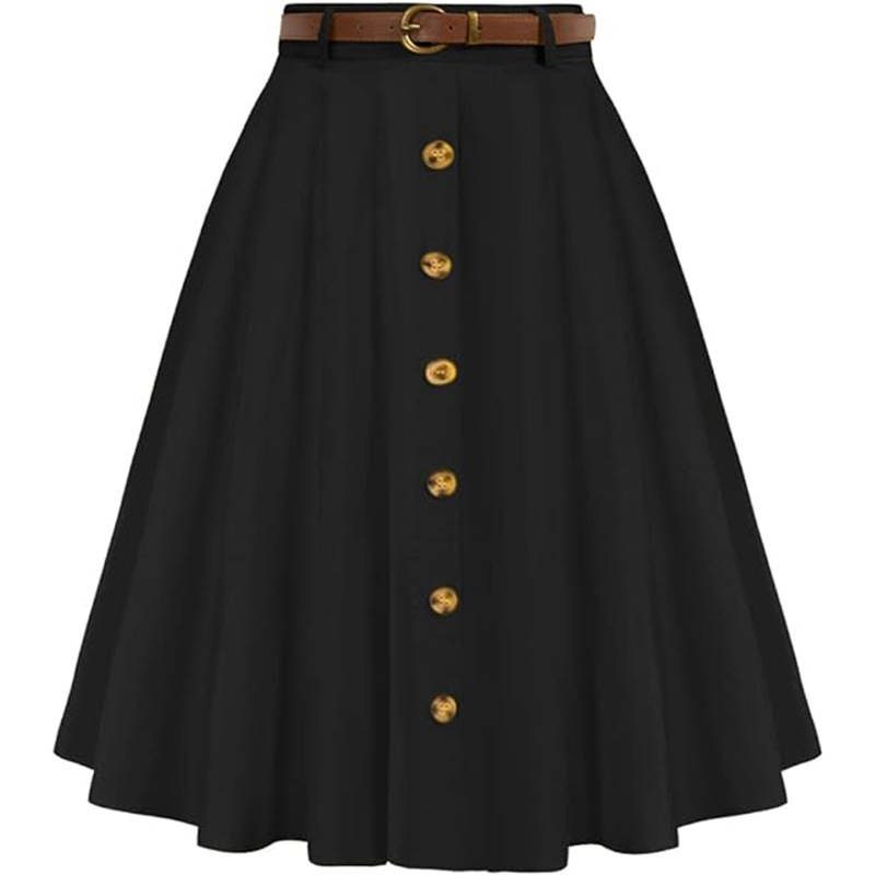 Sukňa typu A-línie s parasolovým strihom, letná elegancia, vysoký pás, midi dĺžka, nylon s elastanom