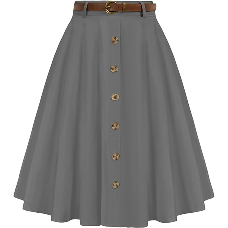 Sukňa typu A-línie s parasolovým strihom, letná elegancia, vysoký pás, midi dĺžka, nylon s elastanom