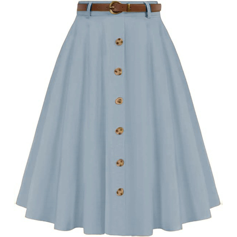 Sukňa typu A-línie s parasolovým strihom, letná elegancia, vysoký pás, midi dĺžka, nylon s elastanom