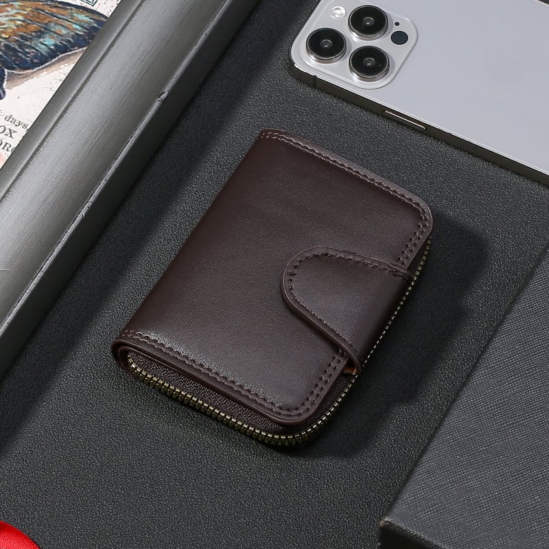 Πορτοφόλι για κέρματα με ακκορντόν στυλ κοντό πορτοφόλι, PU δερμάτινο, θήκη καρτών και μεγάλη χωρητικότητα, ανδρικό, φθινοπωρο 2025