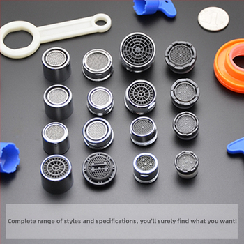 Aerátor na kohútik s filtrom — úspora vody, meď, elektroplating povrch, jednorukové ovládanie, nominálny tlak 1.6 MPa, prevádzková teplota 120°C, montáž vnútorná a vonkajšia