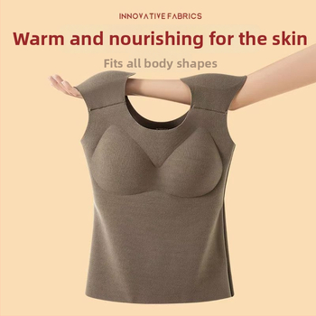 Vestă termică pentru femei cu pernă pentru bust, elasticitate ridicată, fleece periat, țesătură Derong din acrilic, 161–180 g/m²