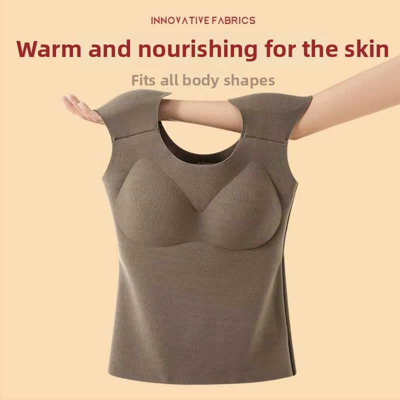 Vestă termică pentru femei cu pernă pentru bust, elasticitate ridicată, fleece periat, țesătură Derong din acrilic, 161–180 g/m²