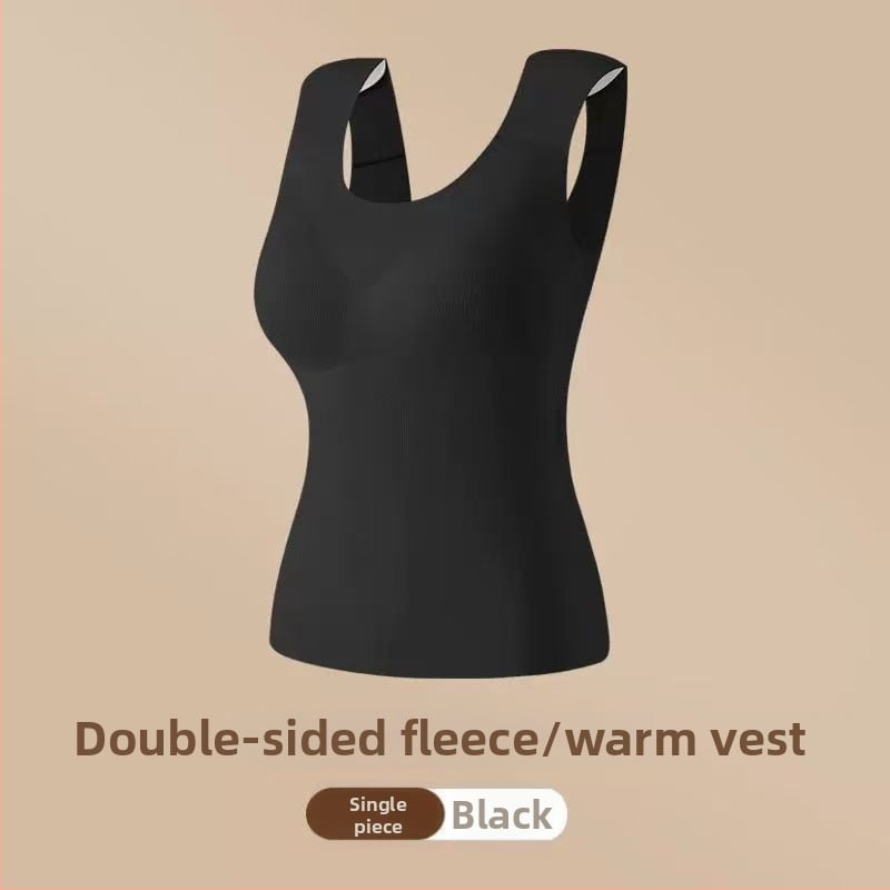 Vestă termică pentru femei cu pernă pentru bust, elasticitate ridicată, fleece periat, țesătură Derong din acrilic, 161–180 g/m²