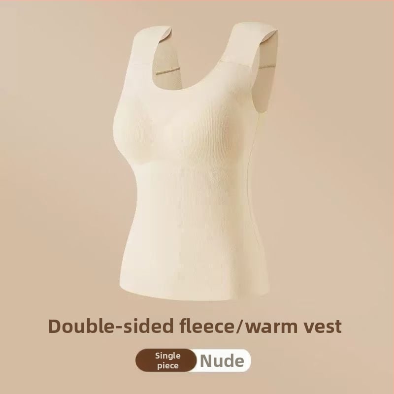Vestă termică pentru femei cu pernă pentru bust, elasticitate ridicată, fleece periat, țesătură Derong din acrilic, 161–180 g/m²