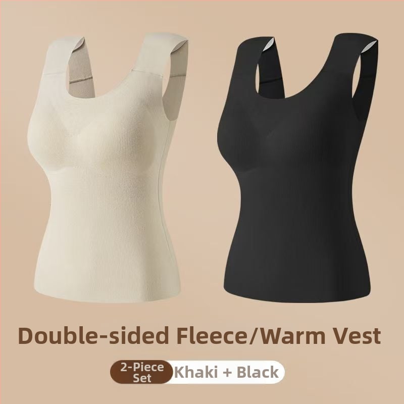 Vestă termică pentru femei cu pernă pentru bust, elasticitate ridicată, fleece periat, țesătură Derong din acrilic, 161–180 g/m²