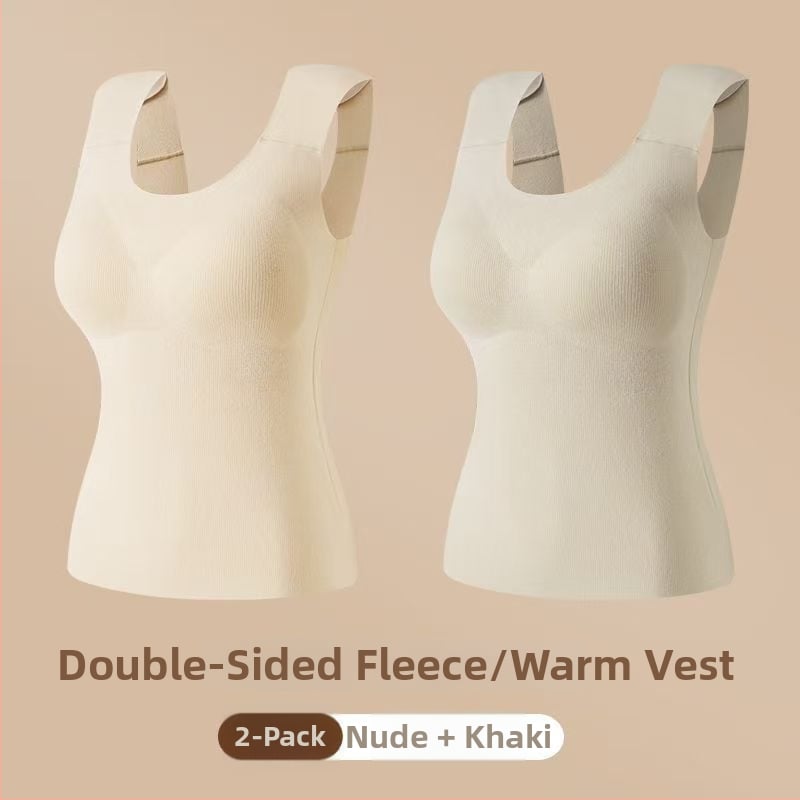 Vestă termică pentru femei cu pernă pentru bust, elasticitate ridicată, fleece periat, țesătură Derong din acrilic, 161–180 g/m²