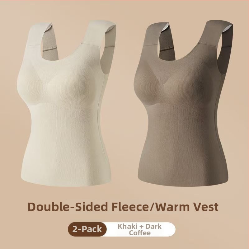 Vestă termică pentru femei cu pernă pentru bust, elasticitate ridicată, fleece periat, țesătură Derong din acrilic, 161–180 g/m²