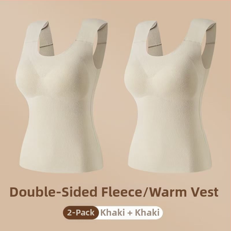 Vestă termică pentru femei cu pernă pentru bust, elasticitate ridicată, fleece periat, țesătură Derong din acrilic, 161–180 g/m²