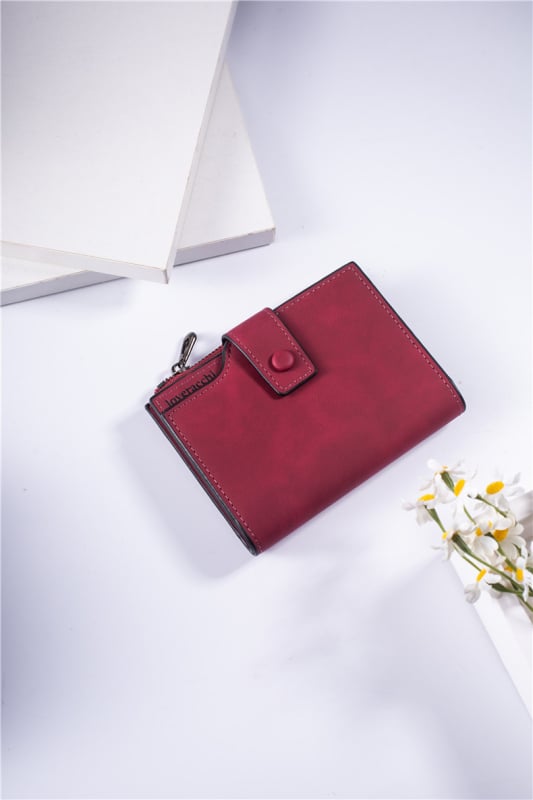 PU bőr női pénztárca, rövid fazonú cipzárral, nagy kapacitás, több kártyatartó rekesz, városi letisztult stílus