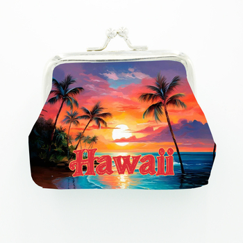 Πορτοφόλι για κέρματα με πόρπη, PU δέρμα, μοτίβο τοπίο, unisex, παιδικό σχέδιο, καθημερινή χρήση