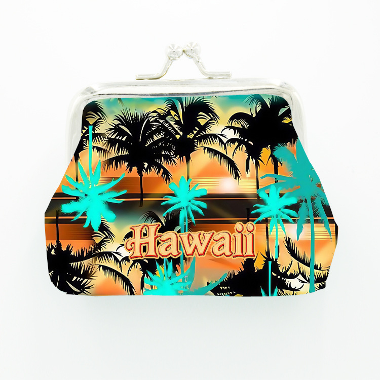 Πορτοφόλι για κέρματα με πόρπη, PU δέρμα, μοτίβο τοπίο, unisex, παιδικό σχέδιο, καθημερινή χρήση