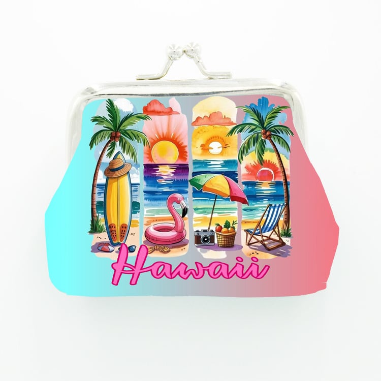 Πορτοφόλι για κέρματα με πόρπη, PU δέρμα, μοτίβο τοπίο, unisex, παιδικό σχέδιο, καθημερινή χρήση