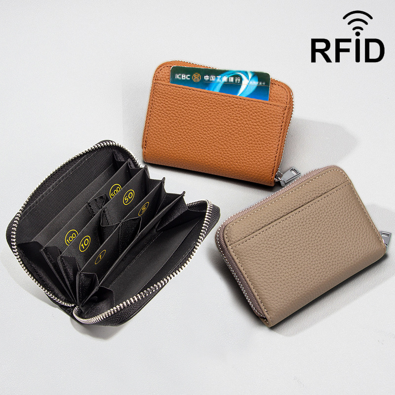 Novčanik od kože prvog sloja s više odjeljaka, RFID-blokiranje, vodootporan, otporan na rezanje, antibakterijski