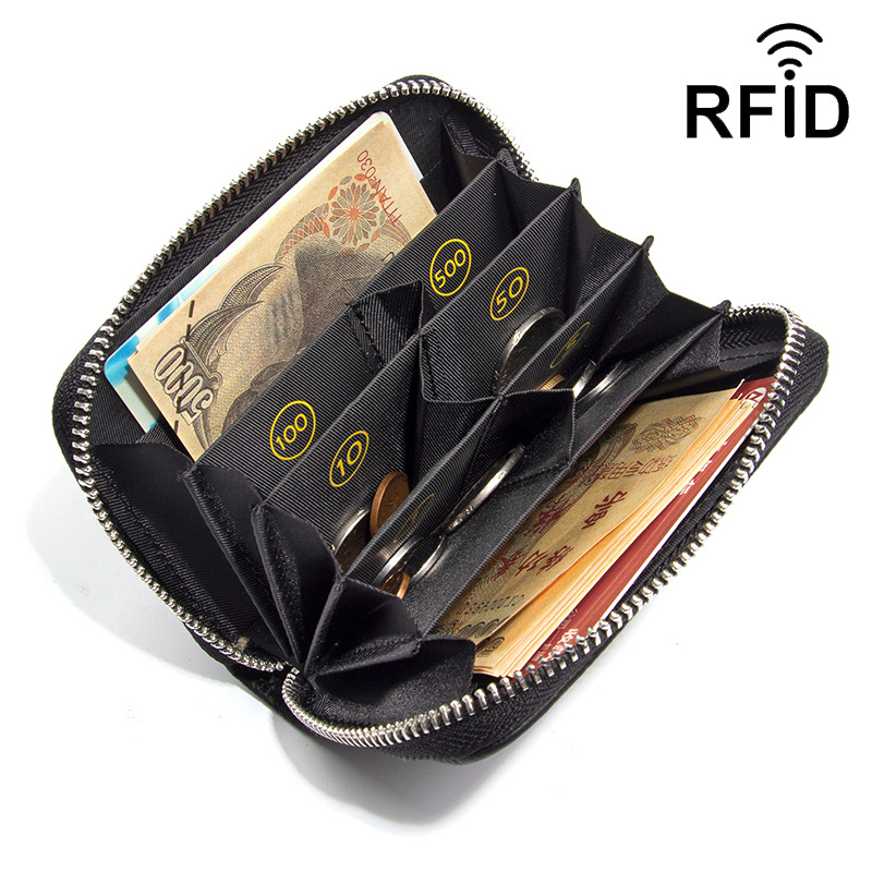 Novčanik od kože prvog sloja s više odjeljaka, RFID-blokiranje, vodootporan, otporan na rezanje, antibakterijski