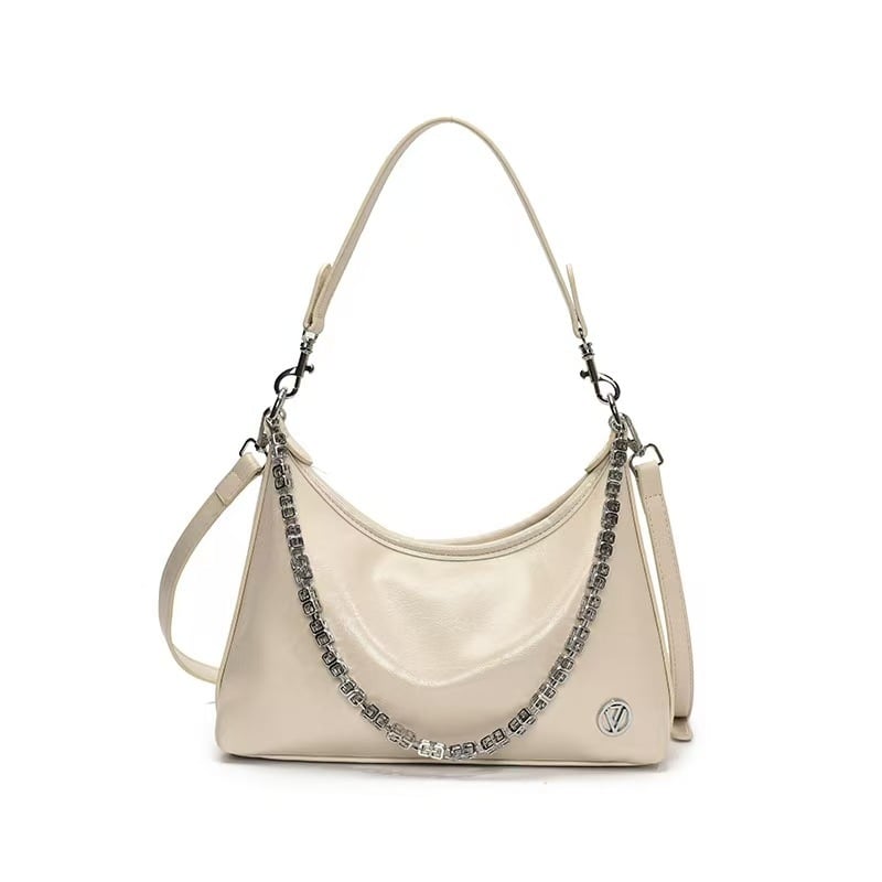 Γυναικεία crossbody τσάντα με αστικό μινιμαλισμό, PU υλικό, μορφή dumpling, φερμουάρ για το άνοιγμα, επένδυση από συνθετικό δέρμα