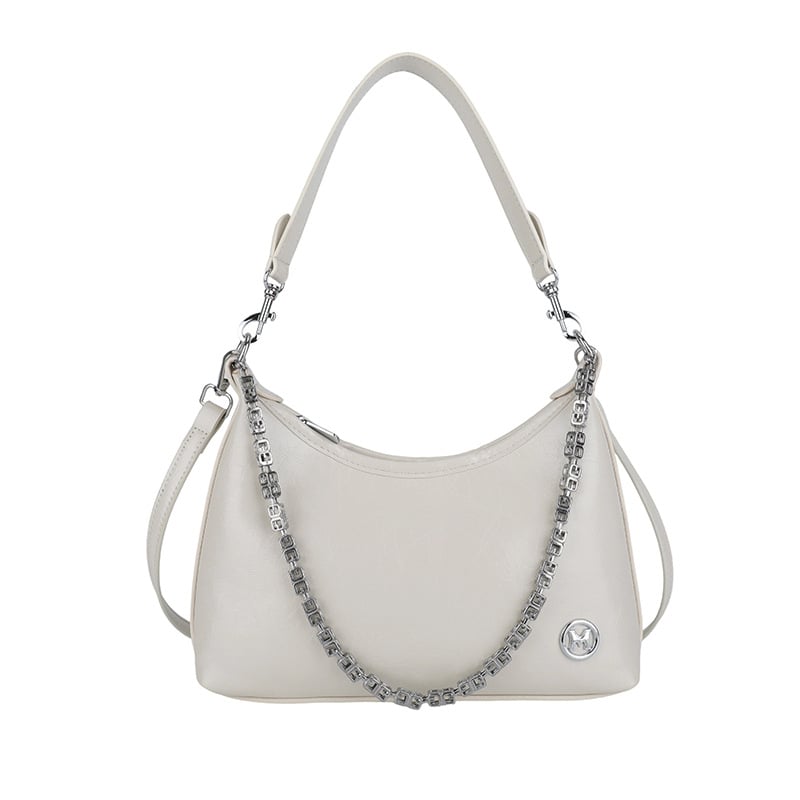 Γυναικεία crossbody τσάντα με αστικό μινιμαλισμό, PU υλικό, μορφή dumpling, φερμουάρ για το άνοιγμα, επένδυση από συνθετικό δέρμα