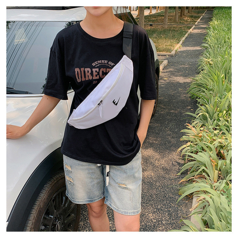 Geantă sport din pânză pentru unisex, cu logo imprimat din litere, design crossbody/talie/umeri,căptușeală poliester