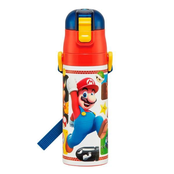 Termos pentru băuturi în stil desen animat, din oțel inoxidabil 304, cu șnur de purtare și blocare, formă dreaptă, izolație 6–12 ore, capac de băut direct