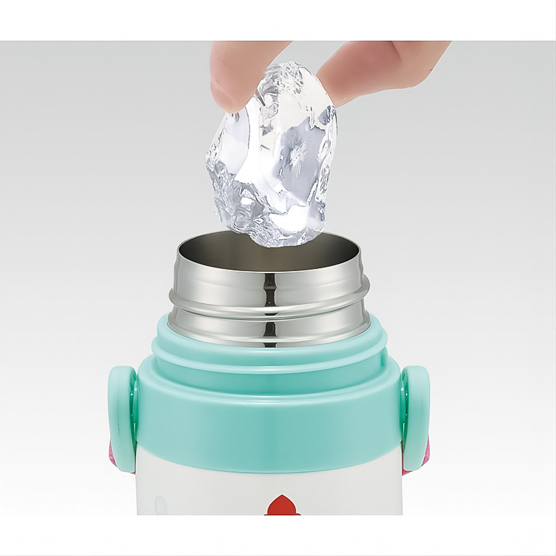 Termos pentru băuturi în stil desen animat, din oțel inoxidabil 304, cu șnur de purtare și blocare, formă dreaptă, izolație 6–12 ore, capac de băut direct