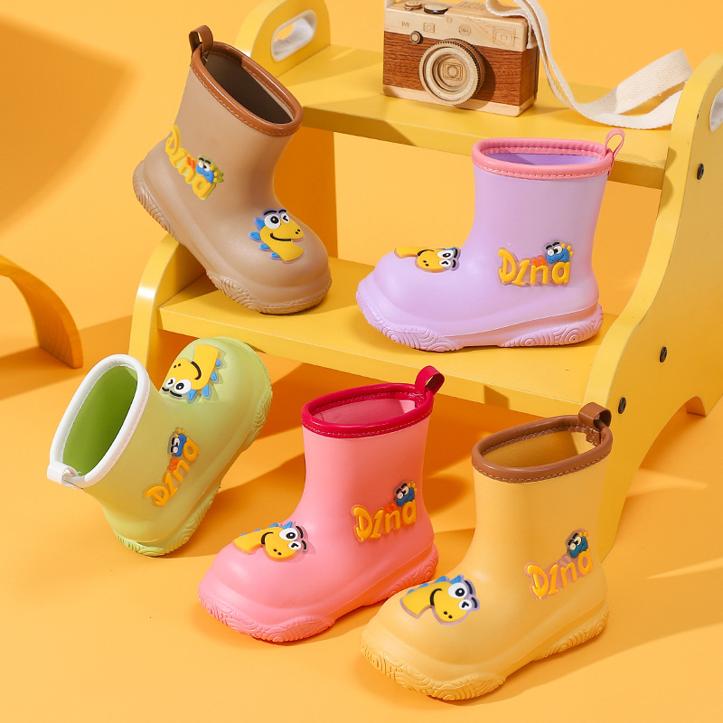 Cizme de ploaie pentru copii, desen animat, EVA, unisex, tub scurt, talpă plată, impermeabile