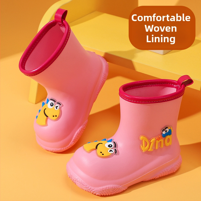 Cizme de ploaie pentru copii, desen animat, EVA, unisex, tub scurt, talpă plată, impermeabile