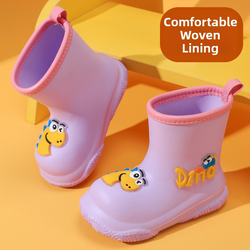 Cizme de ploaie pentru copii, desen animat, EVA, unisex, tub scurt, talpă plată, impermeabile