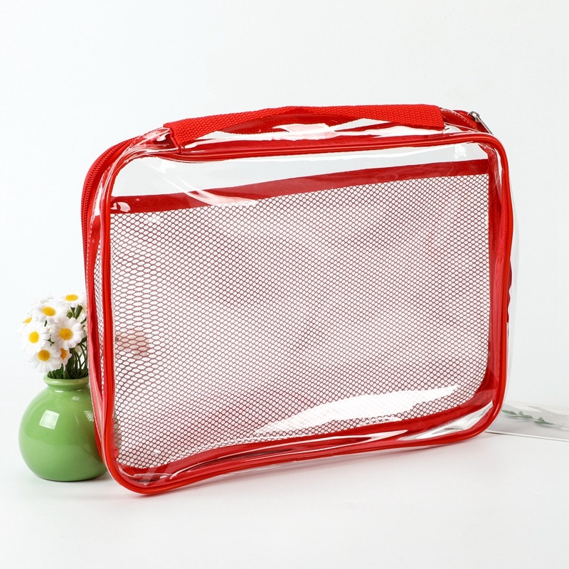 PVC sminkes táska cipzárral, JD927-es modell, kézitáska-stílusú, többfunkciós