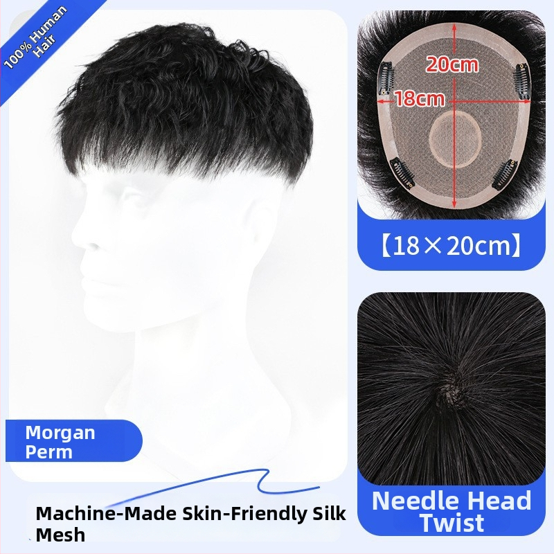 Férfi paróka valódi hajból – Amerikai stílusú elülső hajrész, rövid hossz, természetes megjelenés, mechanikus kivitel