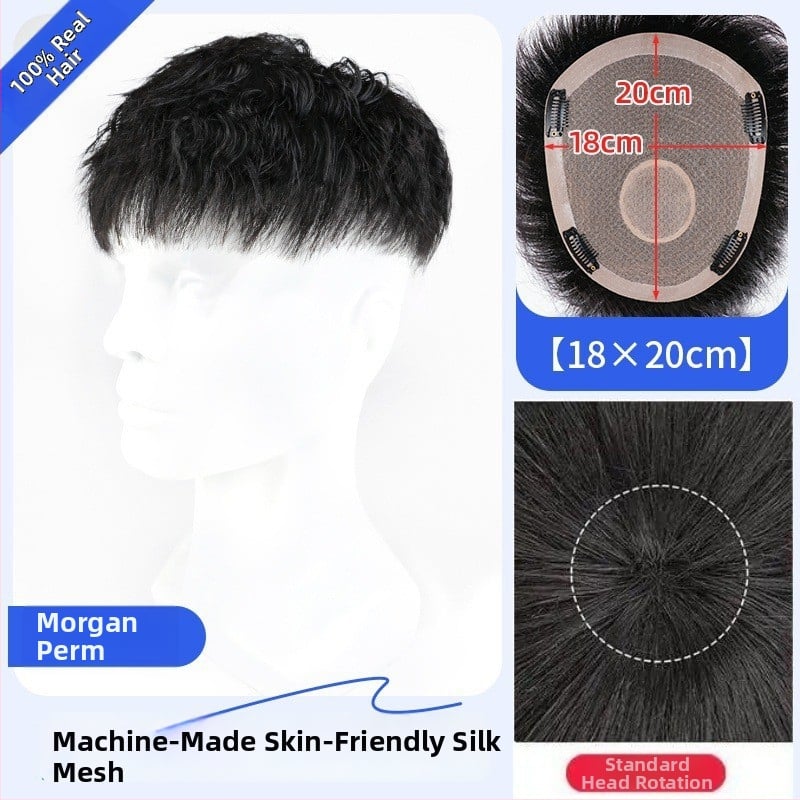 Férfi paróka valódi hajból – Amerikai stílusú elülső hajrész, rövid hossz, természetes megjelenés, mechanikus kivitel