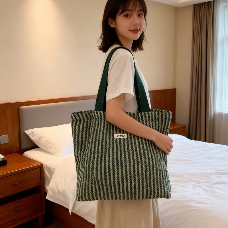Canvas tote torba, stil Fresh and Sweet, zatvaranje na zip, horizontalni kvadratni oblik, unutarnji džepovi za telefon i identifikacijsku karticu.
