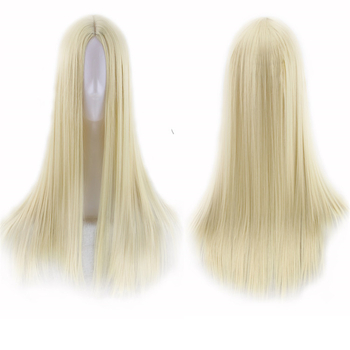 Perucă lungă cu păr drept, parte la mijloc, stil exotic, fibre rezistente la temperaturi înalte, breton lung, model 20221103Wig-straight hair