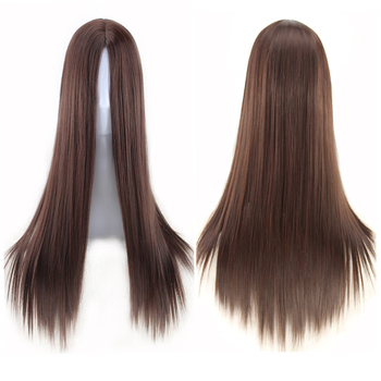 Perucă lungă cu păr drept, parte la mijloc, stil exotic, fibre rezistente la temperaturi înalte, breton lung, model 20221103Wig-straight hair
