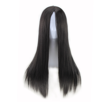 Perucă lungă cu păr drept, parte la mijloc, stil exotic, fibre rezistente la temperaturi înalte, breton lung, model 20221103Wig-straight hair