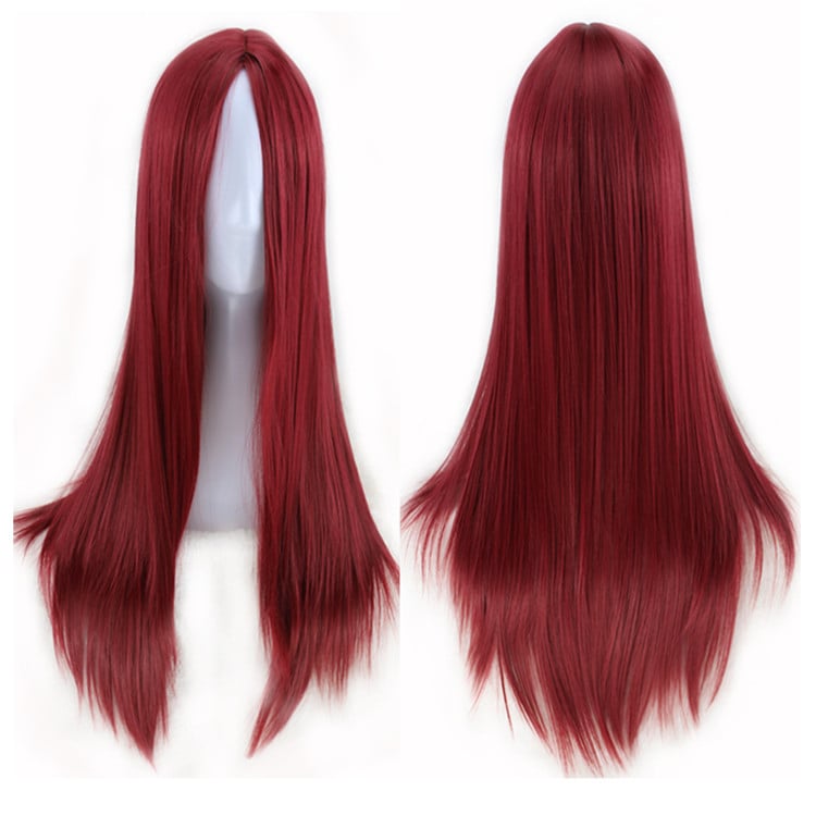 Perucă lungă cu păr drept, parte la mijloc, stil exotic, fibre rezistente la temperaturi înalte, breton lung, model 20221103Wig-straight hair