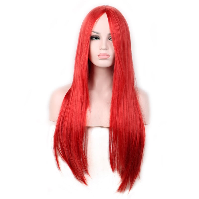 Perucă lungă cu păr drept, parte la mijloc, stil exotic, fibre rezistente la temperaturi înalte, breton lung, model 20221103Wig-straight hair