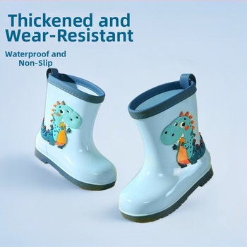 Cizme de ploaie pentru copii – imprimeu desen animat, PVC, toc mic 1–3 cm, înălțime tub medie, pentru toate sezoanele, unisex