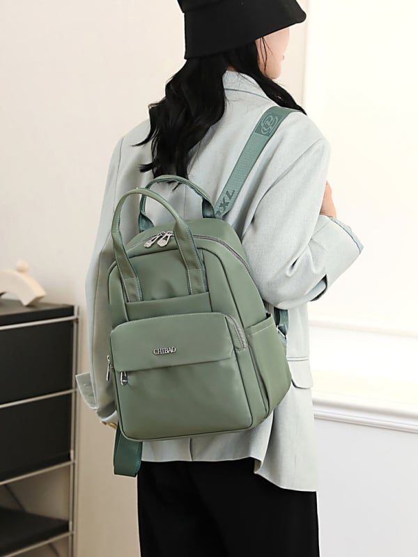 Rucsac feminin din Oxford - Capacitate mare, Stil urban minimalist, Închidere cu fermoar, Buzunar interior cu fermoar, Căptușeală din poliester