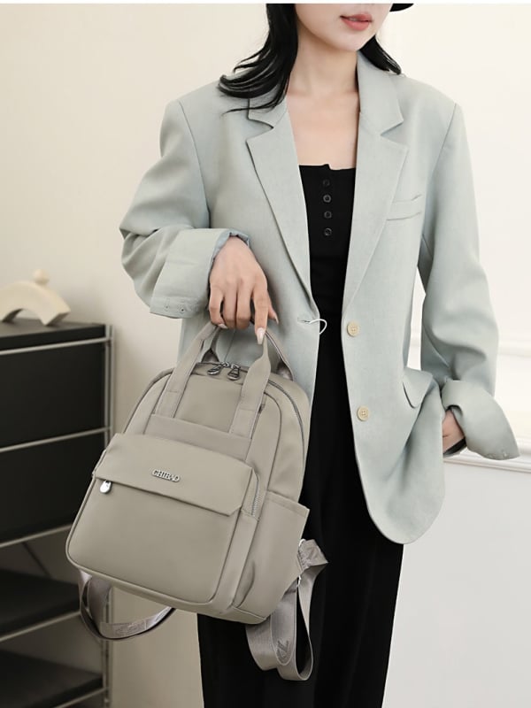 Rucsac feminin din Oxford - Capacitate mare, Stil urban minimalist, Închidere cu fermoar, Buzunar interior cu fermoar, Căptușeală din poliester