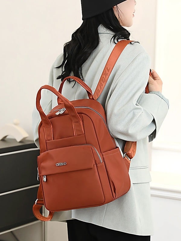 Rucsac feminin din Oxford - Capacitate mare, Stil urban minimalist, Închidere cu fermoar, Buzunar interior cu fermoar, Căptușeală din poliester